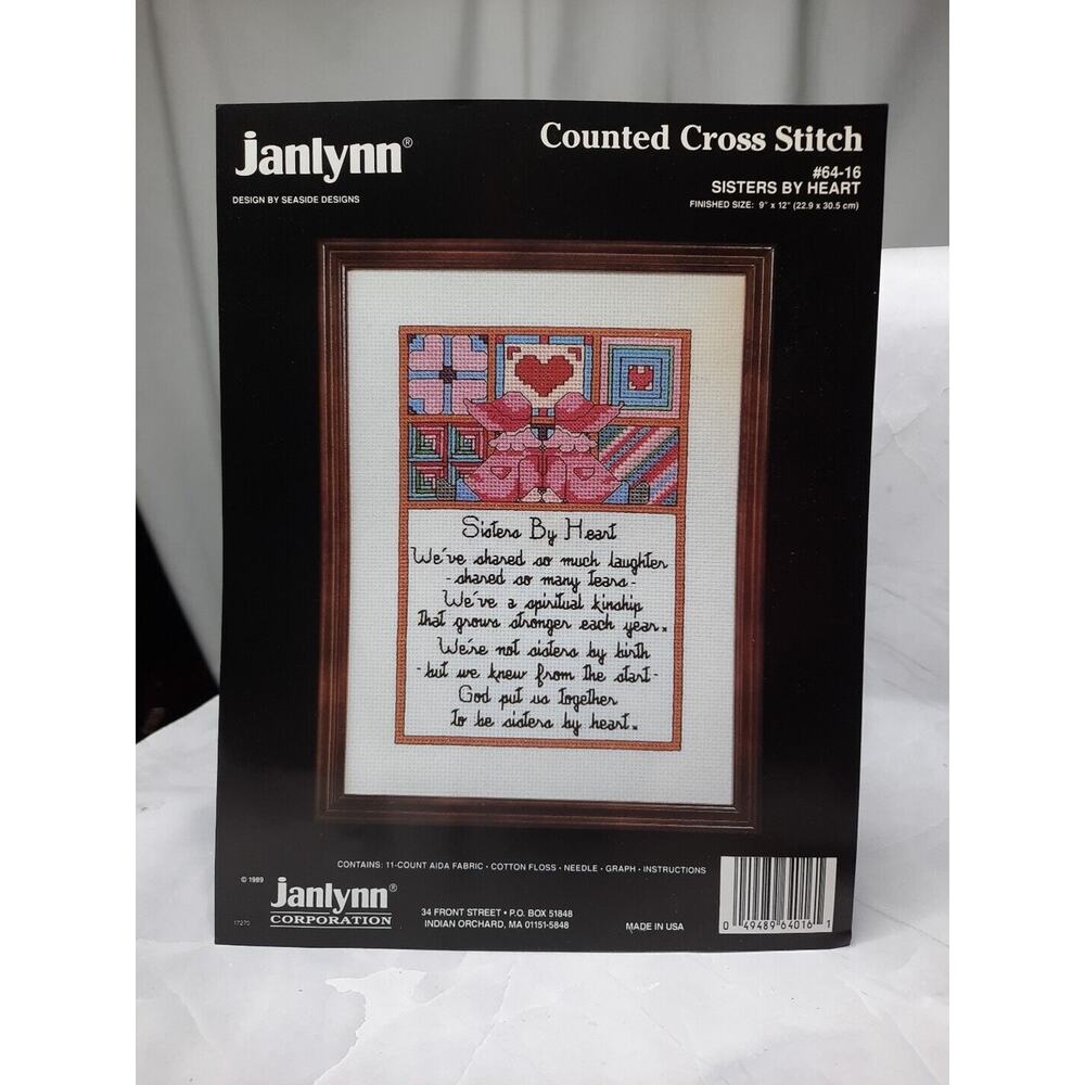 Janlynn Counted Cross Stitch Kit Sisters by Heart 64-16 Vintage 1989